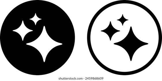 Shine icon set in two styles isolated on white background . Clean star icon . Sparkles icon vector