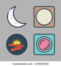 shine icon set. vector set about sun, moon and lens icons set.