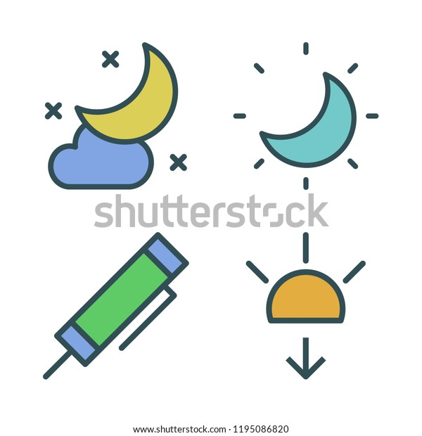 shine icon set. vector set about moon, highlighter
and sunset icons set.