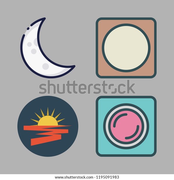 shine icon set. vector set about sun, moon and lens\
icons set.