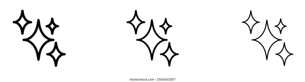 Shine icon in tree different line stroke sizes.