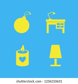 shine icon. shine vector icons set lamp on desk, table lamp, candle heart and christmas ball