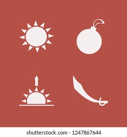 shine icon. shine vector icons set christmas ball, sun, sunrise and saber