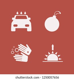 shine icon. shine vector icons set wash hands, car wash, christmas ball and sunrise
