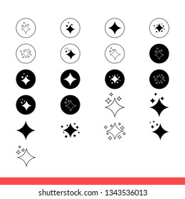 Shine icon vector set, sparkle symbol. Simple, flat design for web or mobile app