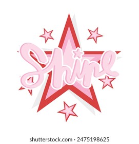 Brilla una palabra inspiradora y forma de estrella. Diseño de Ilustración vectorial para gráficos de moda, carteles, pegatinas, camisetas de eslogan, estampados de camisetas.