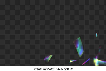 Shine Kaleidoscope Vector Transparent Background. Bright Cristal Cool Illustration. Holographic Refraction Falling Border. Hologram Overlay Reflection Design.