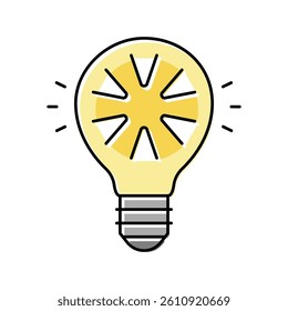 shine light bulb color icon vector. shine light bulb sign. isolated symbol illustration