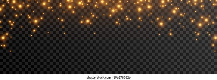Shine. Light effect, golden light. Light from the sky. Lights, golden shine, sparkles. PNG picture. Christmas background, Christmas.