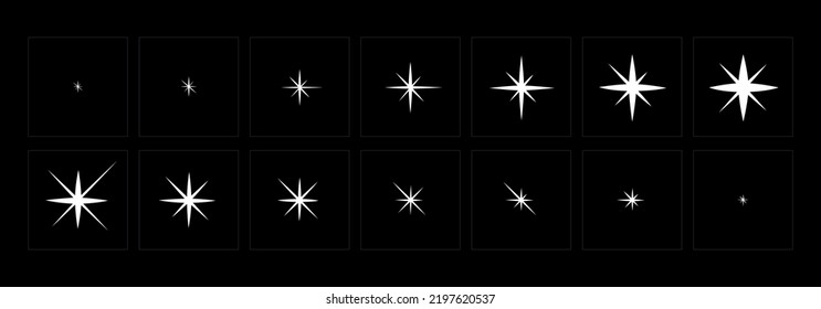 Shine light FX animation. Shine VFX sprite sheet for video game, cartoon, Animation and motion design. 2D Classic magic light.