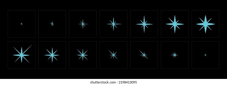 Shine light FX animation. Shine VFX sprite sheet for video game, cartoon, Animation and motion design. 2D Classic magic light.