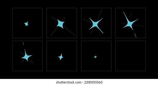 Shine light FX animation. Shine VFX sprite sheet for video game, cartoon, Animation and motion design. 2D Classic magic light.