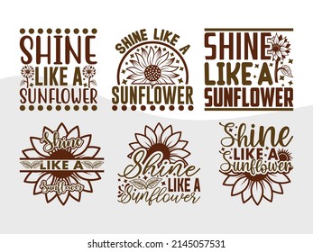 Shine Like A Sunflower Printable Vector Illustration