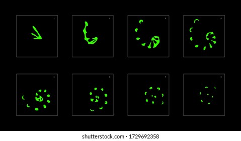 Efecto líquido brillante. Efecto de animación de explosión líquida. Animación Sprite sheet para juegos, dibujos animados o animación. efecto de animación de estilo vectorial 1491.