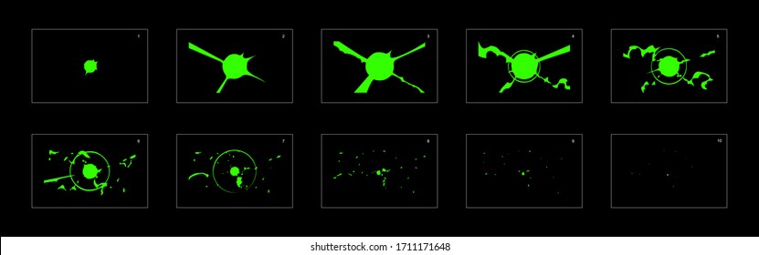 Shine liquid exploration animation effect sprite sheet. energy animation effect. frame by frame classic animation sprite sheet for game, cartoon, video, animation or motion