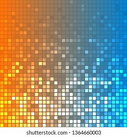 Shine mosaic background. Mosaic with light reflections. Colorful gradient. Square pixel mosaic vector. 