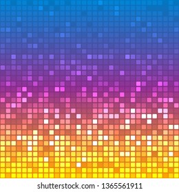 Shine mosaic background. Mosaic with light reflections. Colorful gradient. Square pixel mosaic vector. 