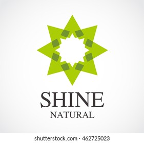 Shine of natural star abstract vector and logo design or template ecology business icon of company identity symbol concept