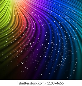 Shine rainbow background with stars. Vector illustration