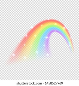Shine rainbow vector isolated on transparent background. Illustration of rainbow colorful shine, nature light