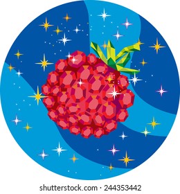 Shine raspberry on blue background
