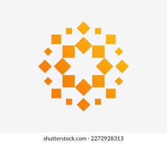 Shine Ray Burst Sparkle Particle Digital Pixel Technology Futuristic Innovation Vector Logo Design