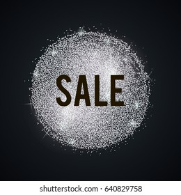 Shine salling background for flyer, poster, shopping, for symbol sign, discount, selling, banner, web, header. Vector stippling, glitter, grainy frame