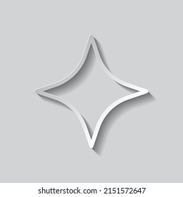 Shine simple icon. Flat design. Paper style with shadow. Gray background.ai