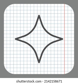 Shine simple icon. Flat desing. On graph paper. Grey background.ai