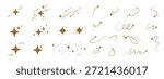Shine sparkle icon set. Falling star with curvy tail. Shooting star. Magic wizard gesture. Idea concept. Vector blink star for logo, sparkle clipart. Cosmic body icon. 