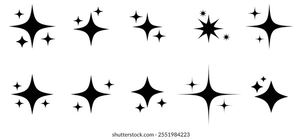 Shine or sparkle and twinkle star icon vector set sing and symbols. vector illustration. 