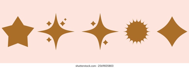 Shine or sparkle vector set of eighteen various stars in black color on white background. Sparkle star icons. Shine icon. Stars sparkle doodles vector.