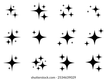 Shine or sparkle vector set, Sparkle star icons. Shine icon. Stars sparkle, stars sparkle, shine, bright, glowing, stars, shine, icons