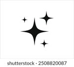 Shine or sparkle vector. Sparkling star in black color on white background. Sparkle star icons. Shine icon. Star sparkle doodles vector.