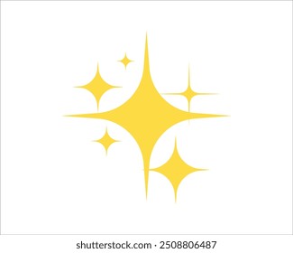 Shine or sparkle vector. Sparkling star in yellow color on white background. Sparkle star icons. Shine icon. Star sparkle doodles vector.