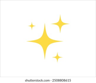 Brilla o brilla el Vector. Estrella brillante en color amarillo sobre fondo blanco. Iconos de estrellas brillantes. Icono de brillo. Vector de garabatos de chispa de estrella.