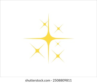 Shine or sparkle vector. Sparkling star in yellow color on white background. Sparkle star icons. Shine icon. Star sparkle doodles vector.