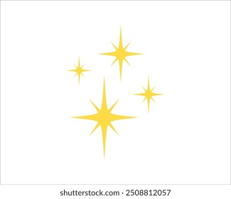 Brilla o brilla el Vector. Estrella brillante en color amarillo sobre fondo blanco. Iconos de estrellas brillantes. Icono de brillo. Vector de garabatos de chispa de estrella.