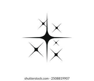Brilla o brilla el Vector. Estrella brillante en color negro sobre fondo blanco. Iconos de estrellas brillantes. Icono de brillo. Vector de garabatos de chispa de estrella.