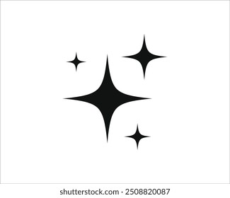 Brilla o brilla el Vector. Estrella brillante en color negro sobre fondo blanco. Iconos de estrellas brillantes. Icono de brillo. Vector de garabatos de chispa de estrella.