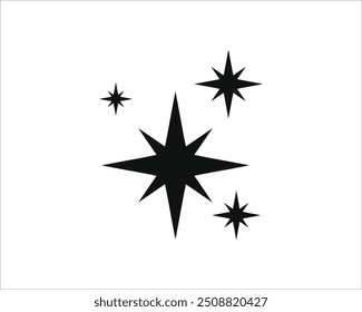 Brilla o brilla el Vector. Estrella brillante en color negro sobre fondo blanco. Iconos de estrellas brillantes. Icono de brillo. Vector de garabatos de chispa de estrella.