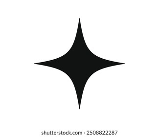 Shine or sparkle vector. Sparkling star in black color on white background. Sparkle star icons. Shine icon. Star sparkle doodles vector.