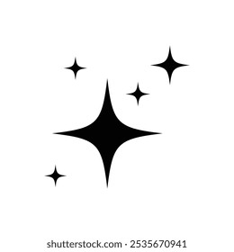 Shine or sparkle vector. Sparkling star in black color on white background. Sparkle star icons. Shine icon. Star sparkle doodles vector