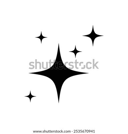 Shine or sparkle vector. Sparkling star in black color on white background. Sparkle star icons. Shine icon. Star sparkle doodles vector