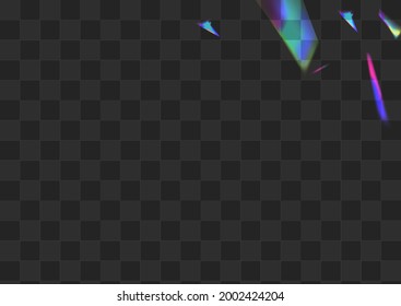 Shine Sparkle Vector Transparent Background. Neon Lens Paper Illustration. Gradient Spectrum Laser Design. Holo Flying Kaleidoscope Texture.