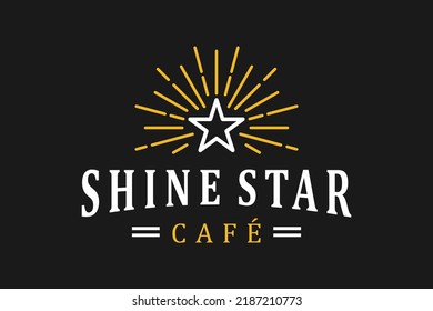 Diseño del logotipo vintage de Shine star cafe diseño del logotipo oro tipografía lujosa insignia estelar spark light