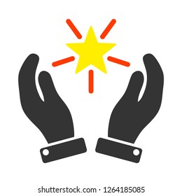 Shine Star Care Hands vector illustration. A flat illustration iconic design of Shine Star Care Hands on a white background.