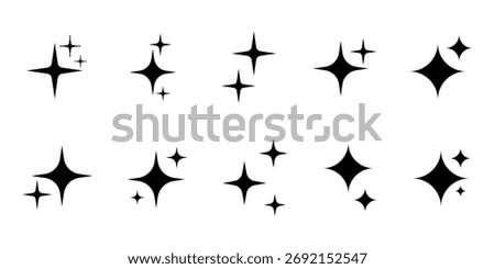 Shine Star Icon Set Ai Generated Symbol Glitter Sparkle Glow Effect Vector Collection for Design Elements
