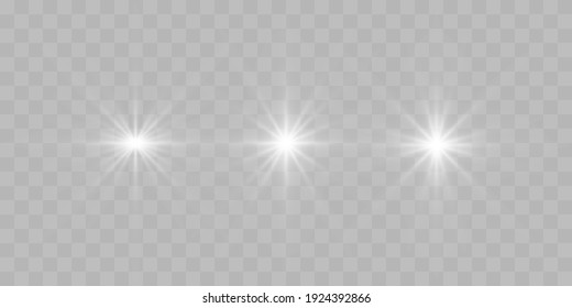 Shine star of the light vector on a transparent background. Light explodes, light effect design elements