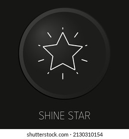 Icono de línea vectorial mínima de estrella brillante sobre botón 3D aislado en fondo negro. Vector Premium.